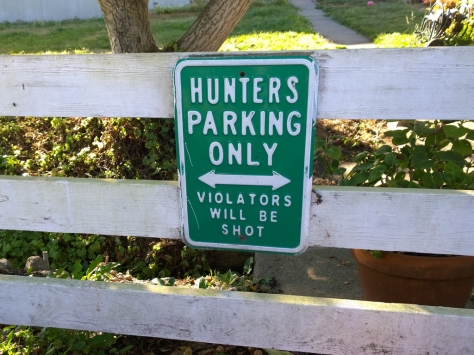 Sign saying: "Hunters Parking Only".